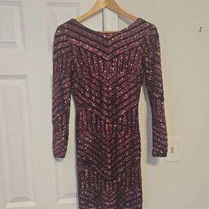 Dress the Population Long Sleeve Sequin Dress - Burgundy